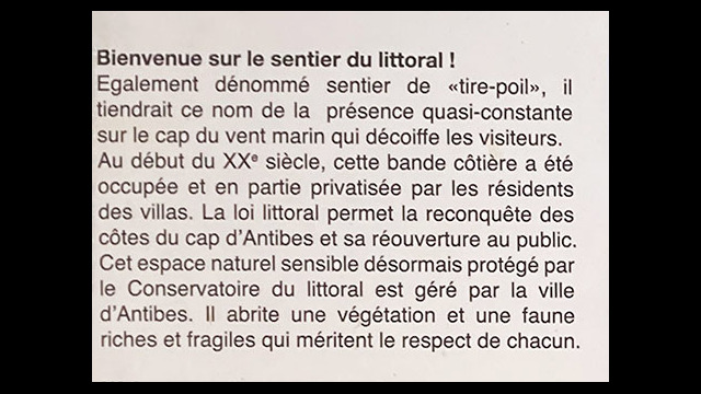 Histoire du sentier Tirepoil a Antibes